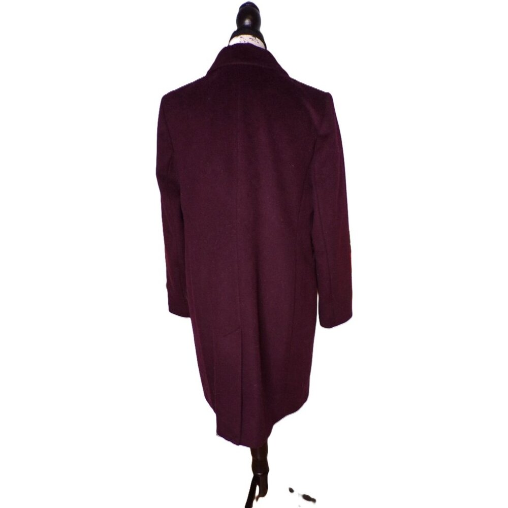 🆕RALPH LAUREN Longline Reefer Coat Wool Blend Wine Burgundy 10 - Picture 8 of 11